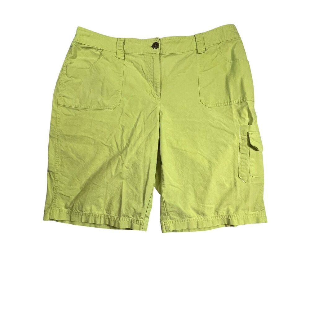 Chico’s Womens Cargo Shorts Size 2.5 Lime Green Utility Hiking Outdoor Casual